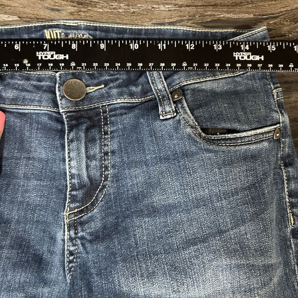 Kut From The Kloth Womens Jeans 6 Blue Distressed Straight Mid Rise Dark Wash - Picture 7 of 11